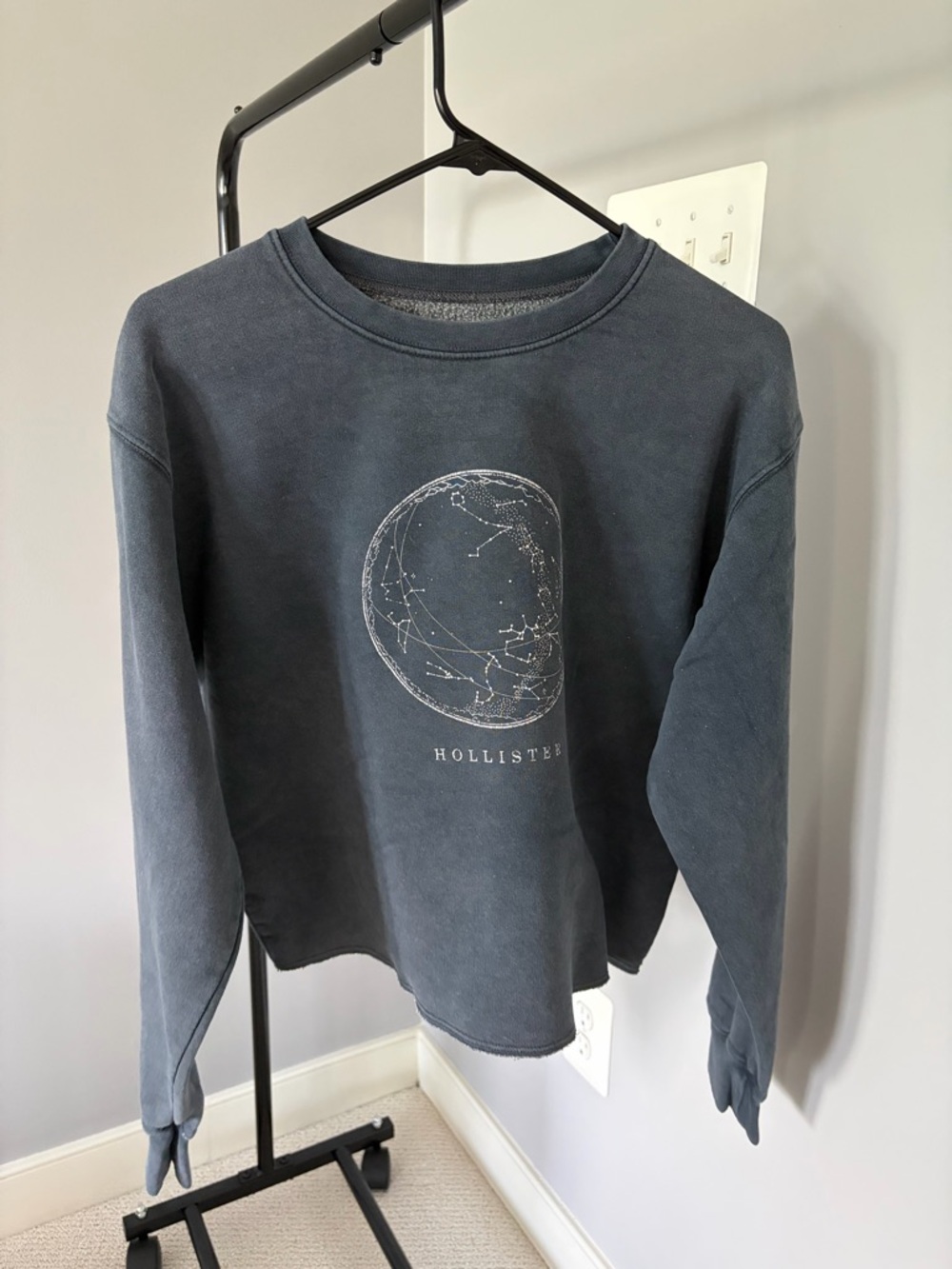 Hollister Faded Dark Grey Cropped Crew